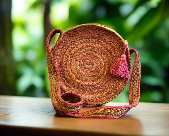 Pink Jute Sling Bag