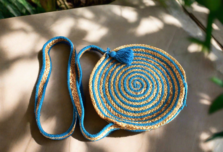 Blue Jute Sling Bag