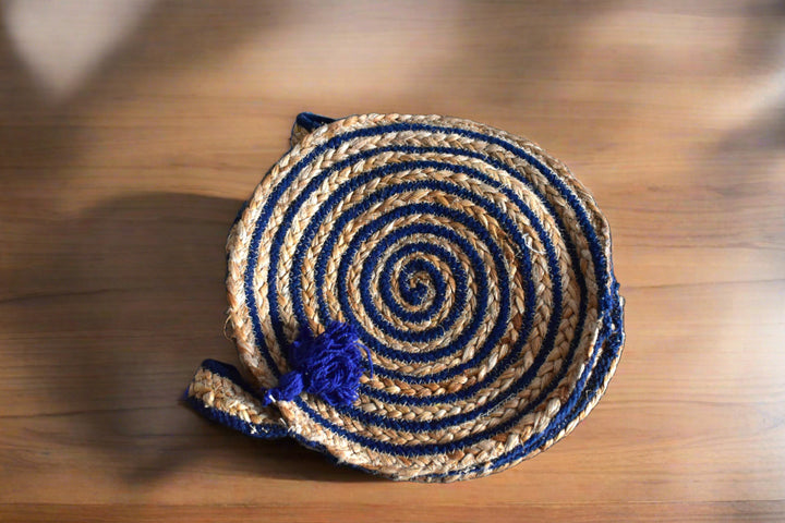 Navy Blue Jute Sling Bag